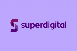 Logotipo do empréstimo Superdigital em um fundo roxo