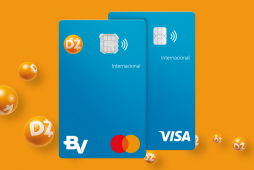 cartão BV Dotz Internacional em um fundo amarelo
