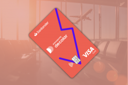 Decolar Santander Gold em um fundo laranja