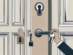 A key being inserted into a lock on a house door
