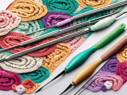 A crochet hook intertwined with a few dollar bills