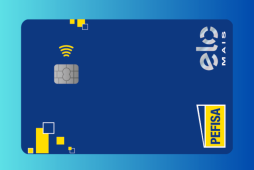 Cartão Pefisa Elo Mais em um fundo azul