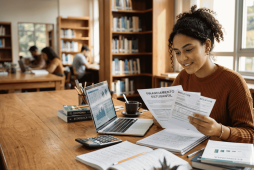 Estudante pesquisando opções de empréstimo estudantil