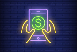 representação de um aplicativo de orçamento em neon