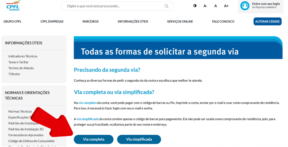 cpfl página segunda via
