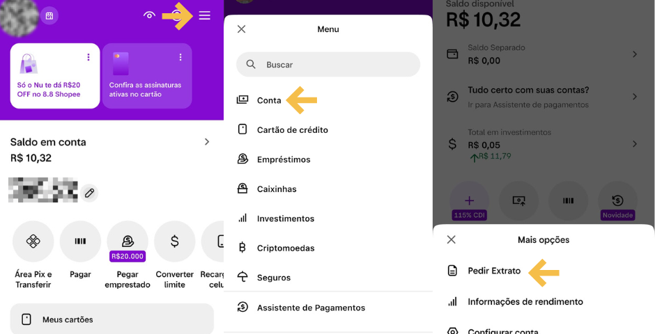 ver extrato nubank pelo app
