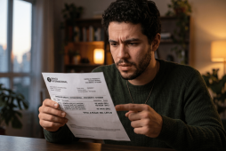 um jovem analisando um documento que contém a sigla BRL