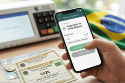 Celular exibindo tela de pagamento Pix ao lado de título de eleitor, ilustrando qual o valor da multa por não votar.