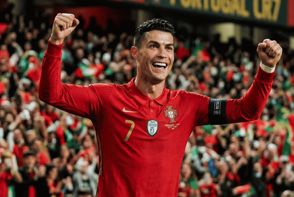 Cristiano ronaldo comemorando um gol para representar Quem é o jogador mais rico da Copa do Mundo