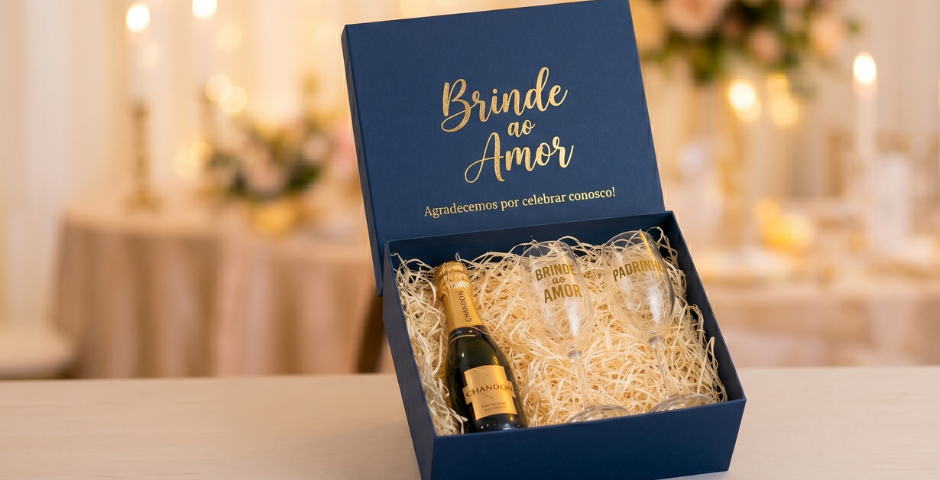caixa para padrinhos de casamento- Caixa Brinde ao Amor