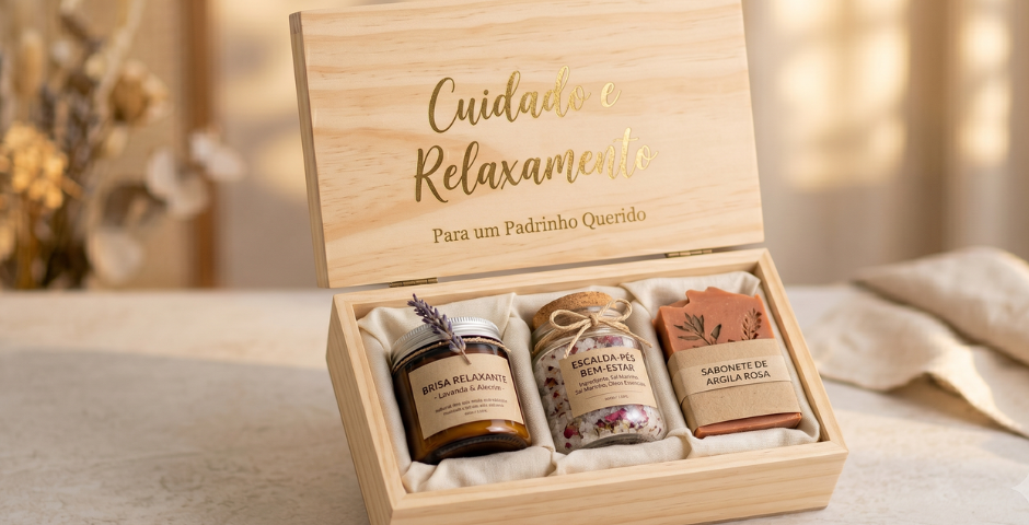 caixa para padrinhos de casamento- Cuidado e relaxamento