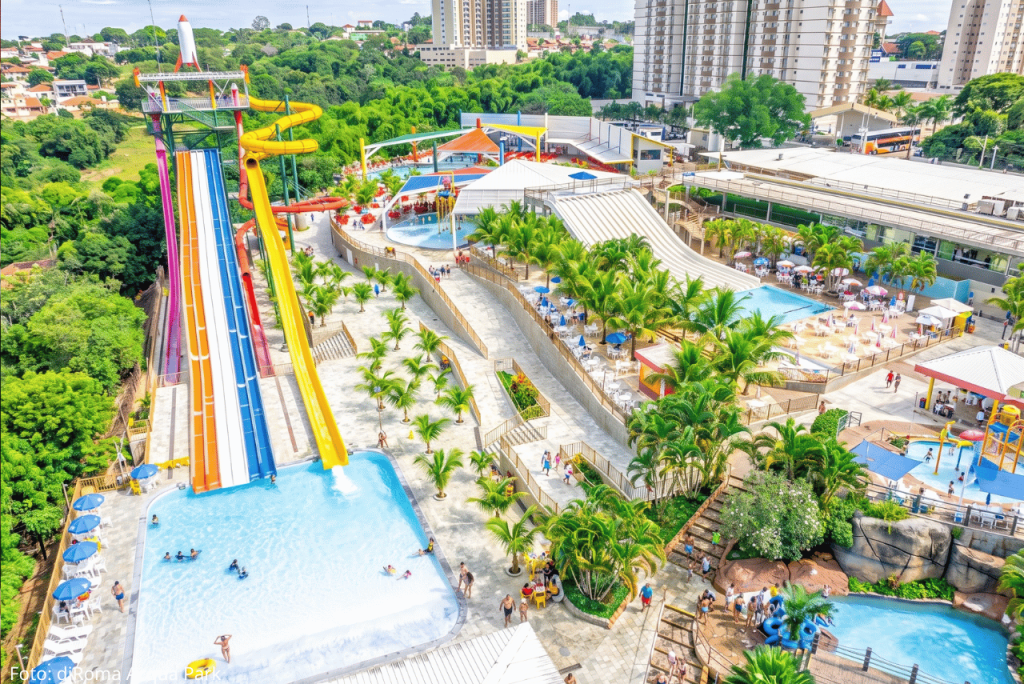 parque aquático visto de cima para representar Como economizar em Caldas Novas