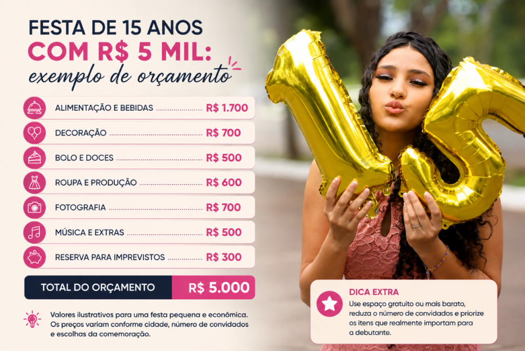 Economizar em festa de 15 anos