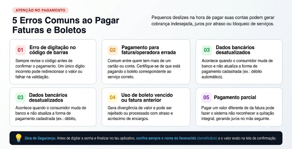 Erros comuns que causam o não reconhecimento do pagamento- Paguei a Fatura do Cartão, mas Não Consta como Pago