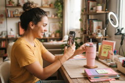 pessoa filmando produto com o celular para divulgar como afiliado e vender na Shopee sem estoque
