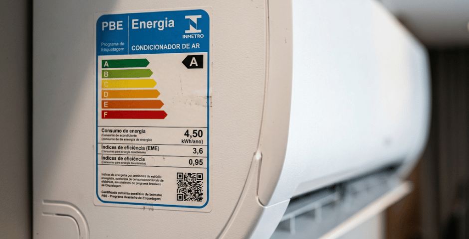 etiqueta do Inmetro em um ar-condicionado